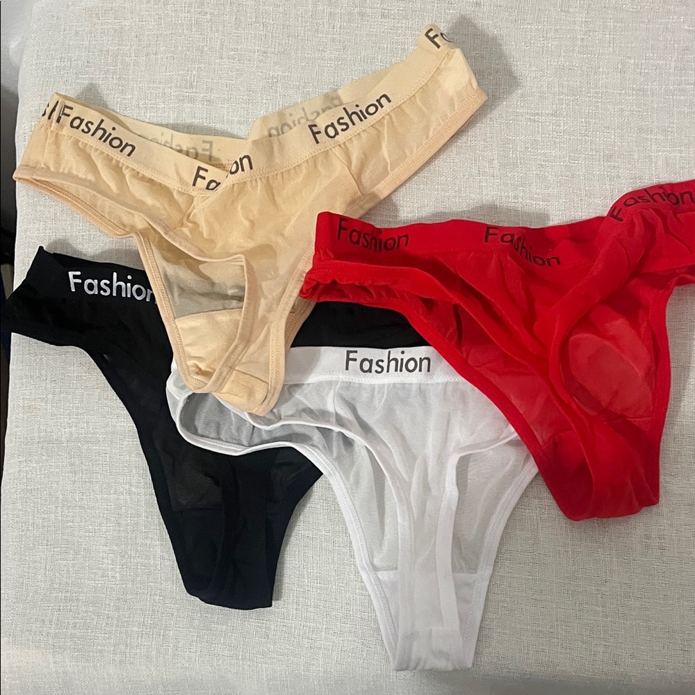 Briefs Set women G string cotton thongs  - Black, White, Red, Tan